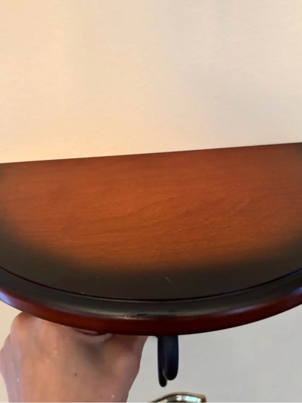 Set of Decorative Black Scroll Wall Shelf with Brown Wood Top